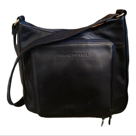 Fossil 1954 Black Leather 75082 Bucket Bag Purse - Picture 1 of 17